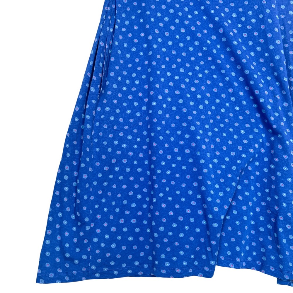 Gudrun Sjoden Dress Midi M Slub Organic Cotton A-Line Pockets Dot Blue Lagenlook - Picture 6 of 15
